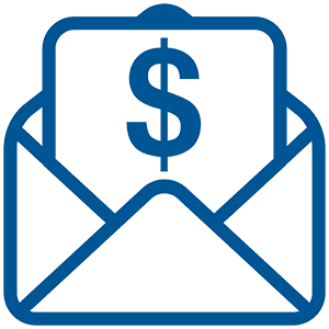 icon of a money sign coming out of an envelope